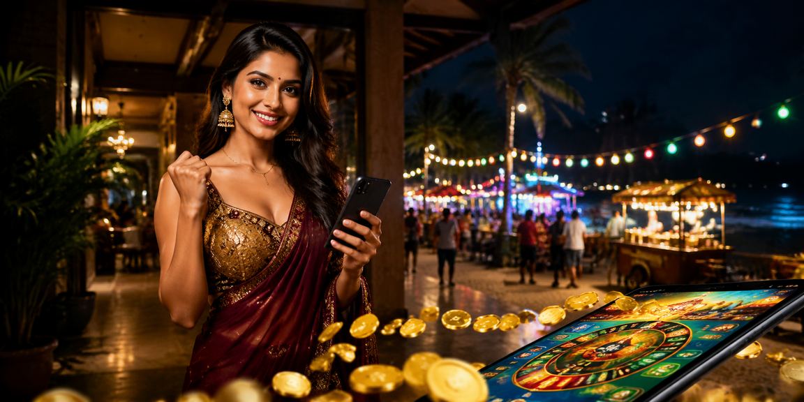 Scenic beach in India with cricket betting theme