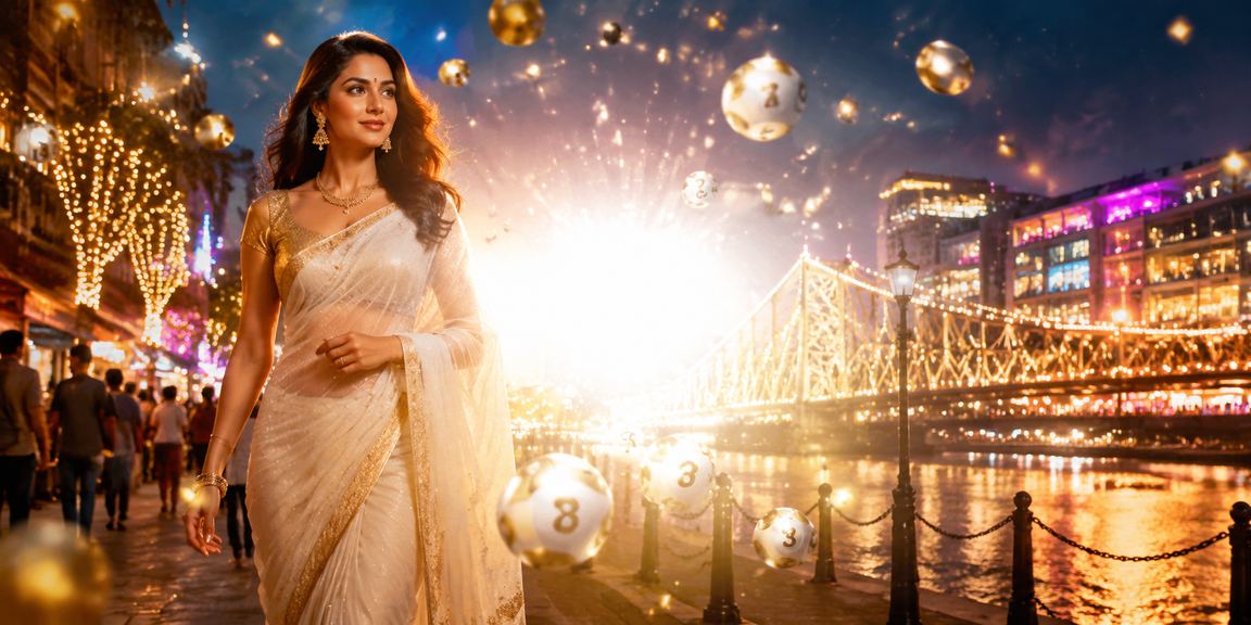 Excited VIP player celebrating lottery win near Kolkata's Howrah Bridge
